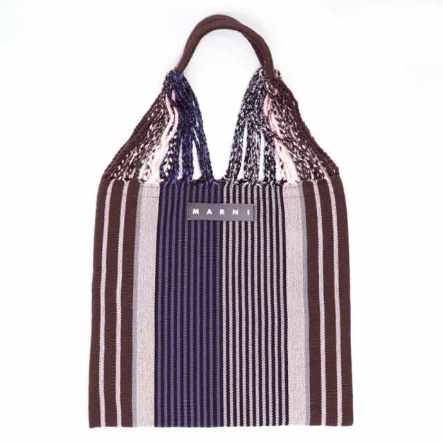 マルニフラワーカフェ ハンモックバッグ ストライプ ブルー MARNI ...